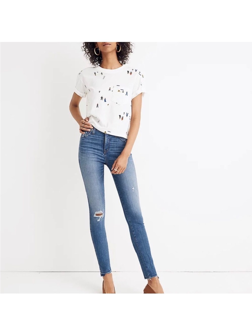 Madewell jeans 10” high rise skinny jeans:drop step hem edition size 10-12